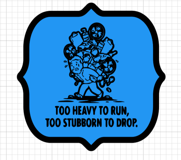 Fallout Overencumbered Vinyl Decal – Too Heavy to Run Laptop & Car Sticker